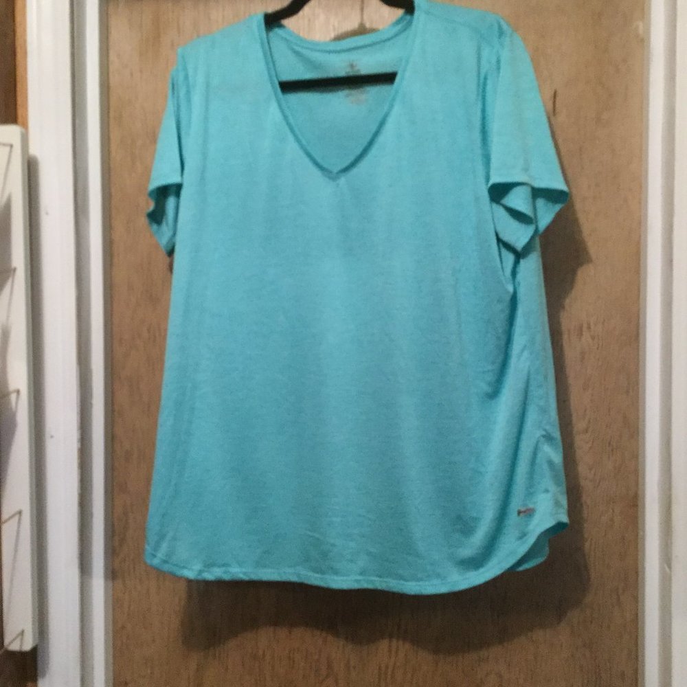 Comfy plus size t-shirt blue green in color